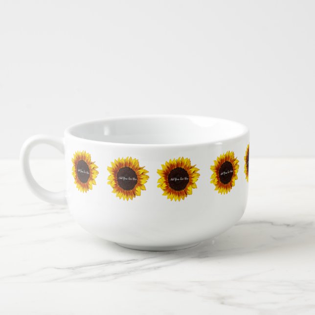Sunflower Personalized  Soup Mug (Right)