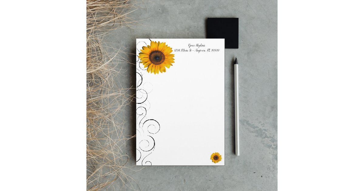 Sunflower Personalized Stationery | Zazzle