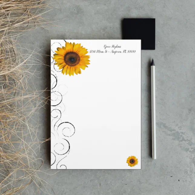 Sunflower Personalized Stationery | Zazzle