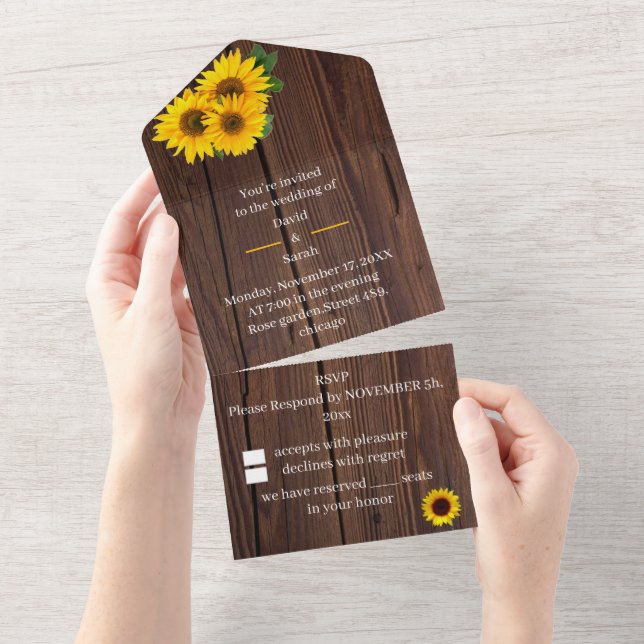 Sunflower Personalized Wedding All In One Invitation (Tearaway)