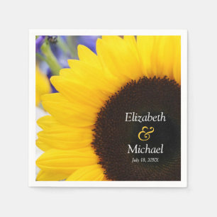 Sunflower Personalized Wedding Paper Napkins
