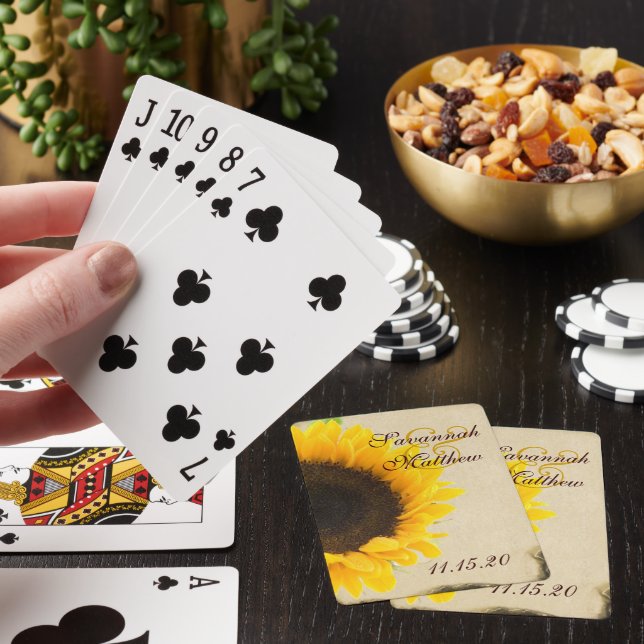 Sunflower Personalized Wedding Playing Card Gifts (In Situ)