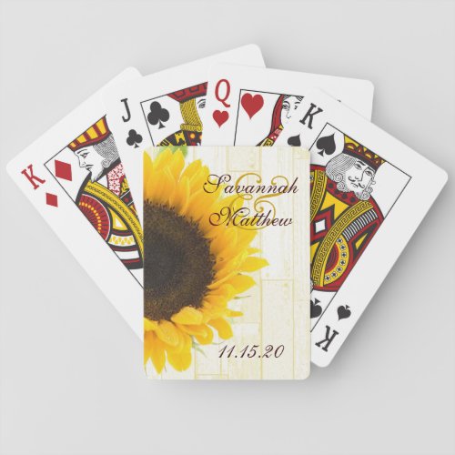 Sunflower Personalized Wedding Playing Card Gifts