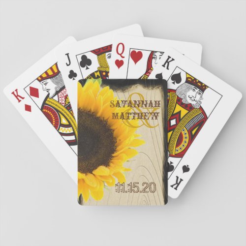 Sunflower Personalized Wedding Playing Card Gifts