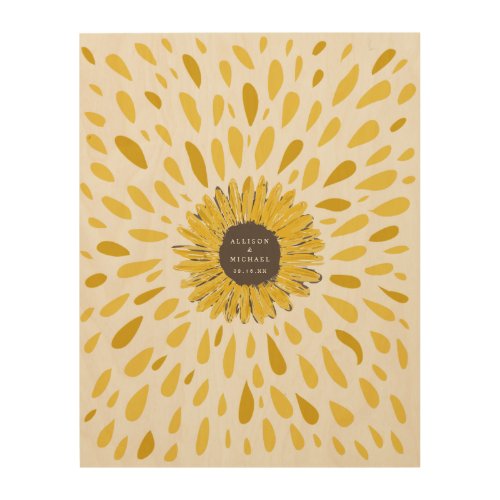 Sunflower Petal Alternative Guest Book Wooden Sign