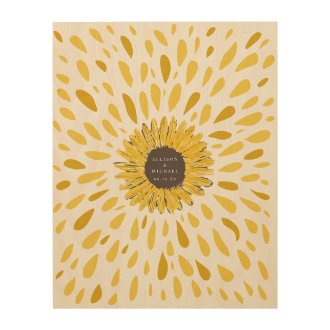 Sunflower Petal Alternative Guest Book Wooden Sign (Front)