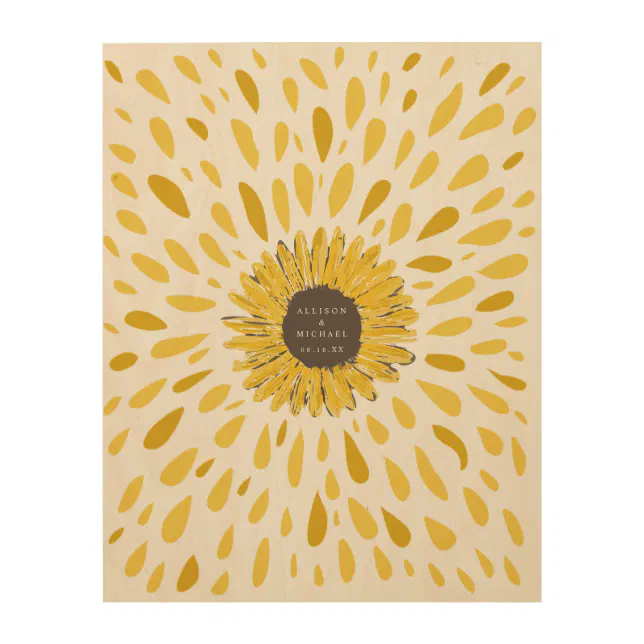 Sunflower Petal Alternative Guest Book Wooden Sign | Zazzle