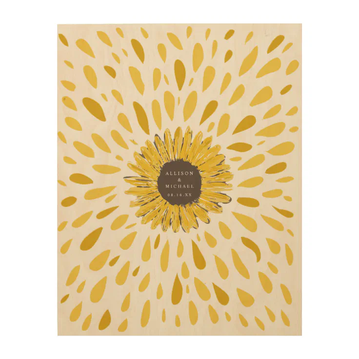 Sunflower Petal Alternative Guest Book Wooden Sign Zazzle