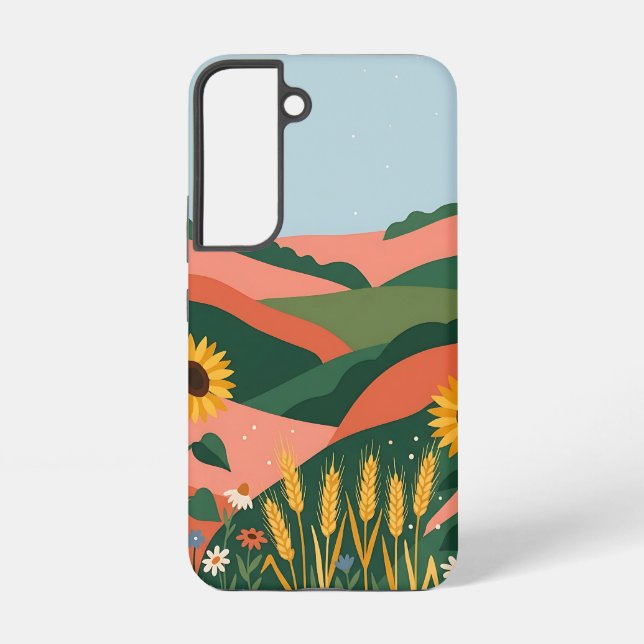 Sunflower Phone Case - Boho Wheat Field (Back)