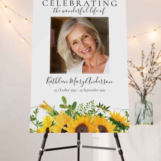 Sunflower Photo Celebration of Life Memorial  Foam Board (In Situ (Stand))
