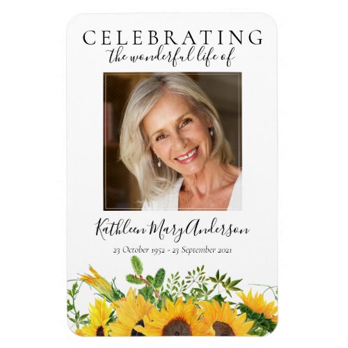 Sunflower Photo Celebration of Life Memorial  Magnet