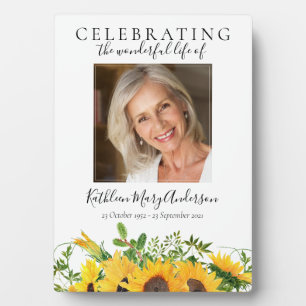 Sunflower Photo Celebration of Life Memorial Plaque
