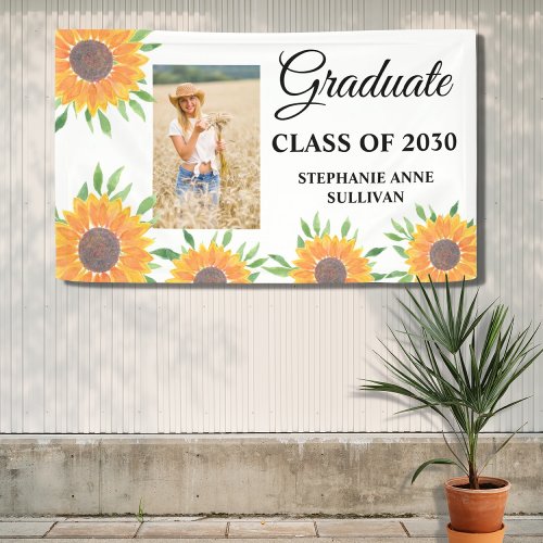 Sunflower Photo Congratulations Graduation Party B Banner
