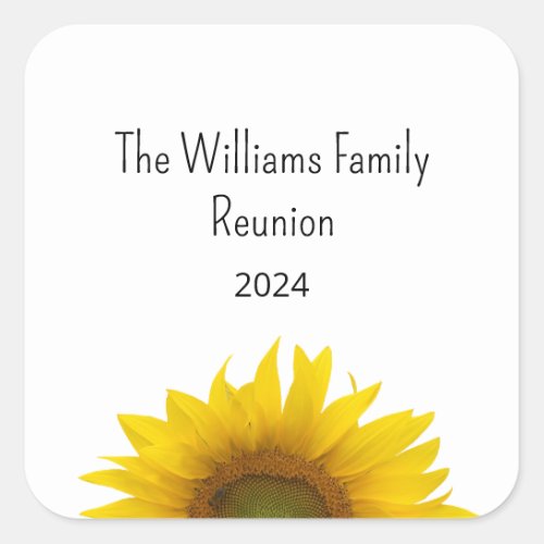 Sunflower Photo Family Reunion Summer Barbecue Square Sticker