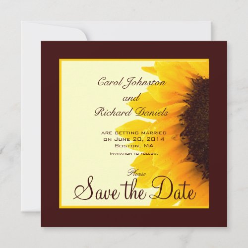 Sunflower Photo Floral Save the Date Cards
