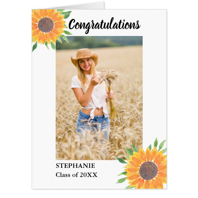 Sunflower Photo Grad Congratulations Card (Front)