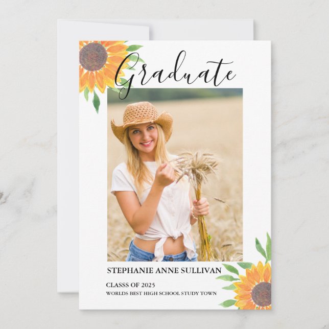 Sunflower Photo Graduation Announcement (Front)
