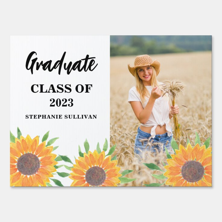 Sunflower Photo Graduation Yard Sign Zazzle