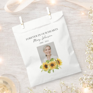 Sunflower photo Memorial Funeral Favor Bag