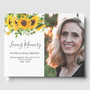 Sunflower Photo Memorial Funeral Remembrance Guest Book