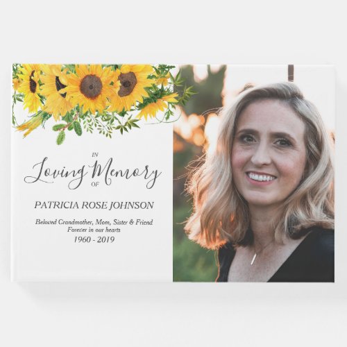 Sunflower Photo Memorial Funeral Remembrance Guest Book