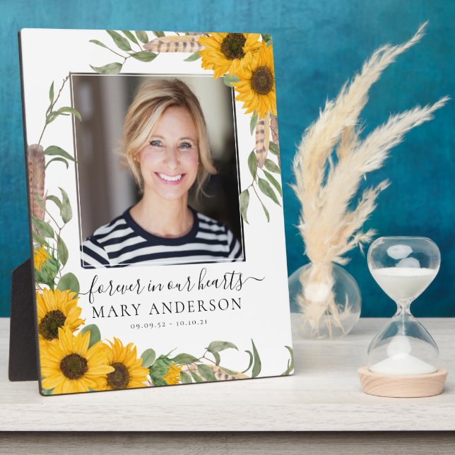 Sunflower Photo Memorial Tribute Plaque (Side)