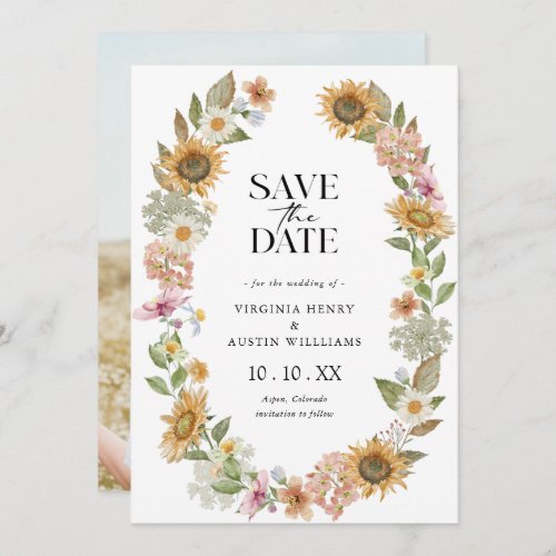 Sunflower Photo Save the Date Card