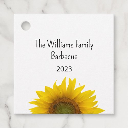 Sunflower Photo Summer Annual Family Barbecue Favor Tags