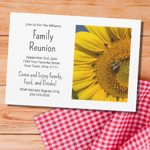 Sunflower Photo Summer Family Reunion Barbecue Invitation