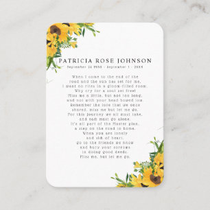 Sunflower Photo Sympathy Funeral Memorial Card