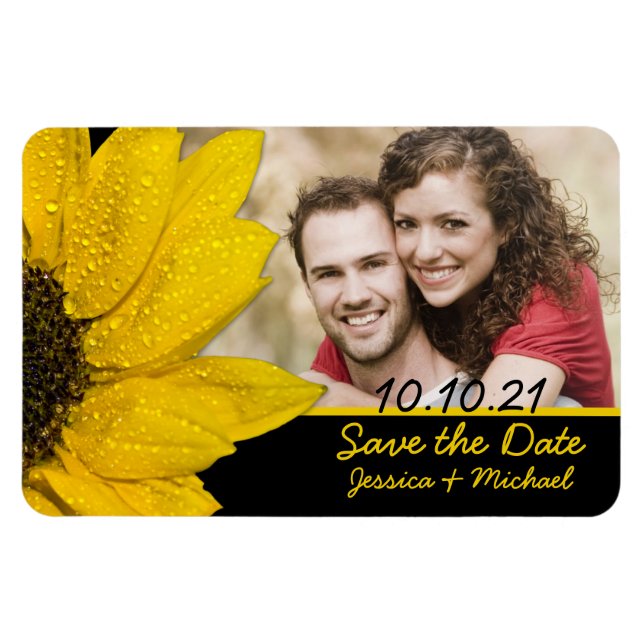 Sunflower Photo Wedding Save the Date Magnet (Horizontal)