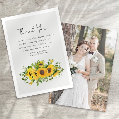 Sunflower Photo Wedding Thank You Card