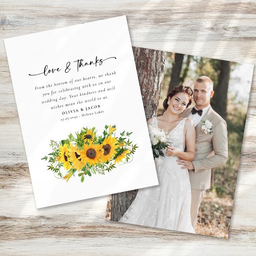 Sunflower Photo Wedding Thank You Card