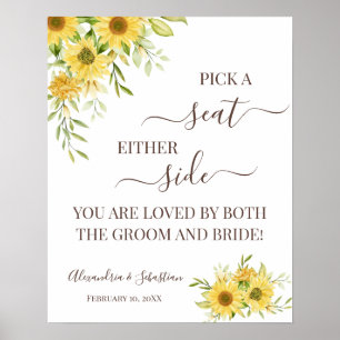 Sunflower Pick A Seat Either Side Wedding Sign