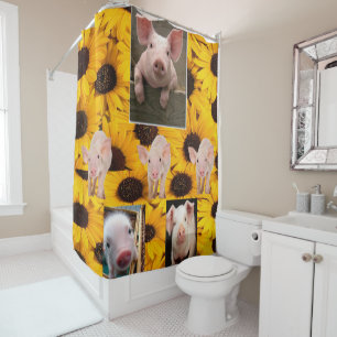 Sunflower Pig Shower Curtain