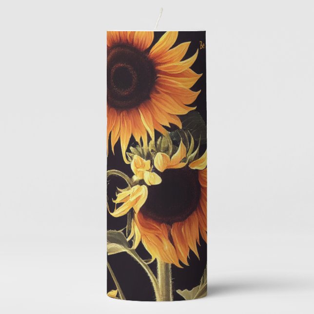 Sunflower Pillar Candle (Front)