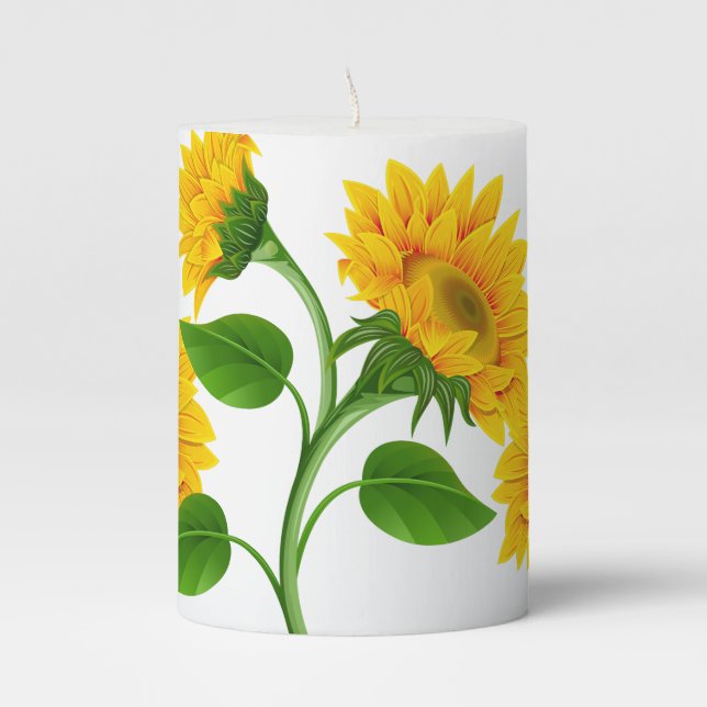 Sunflower Pillar Candle (Front)