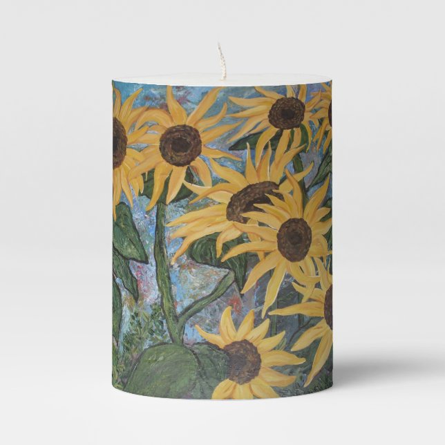 Sunflower Pillar Candle (Front)