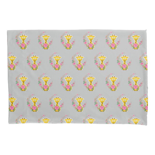 Sunflower Pillow Case, Floral Giraffe Case (Front)