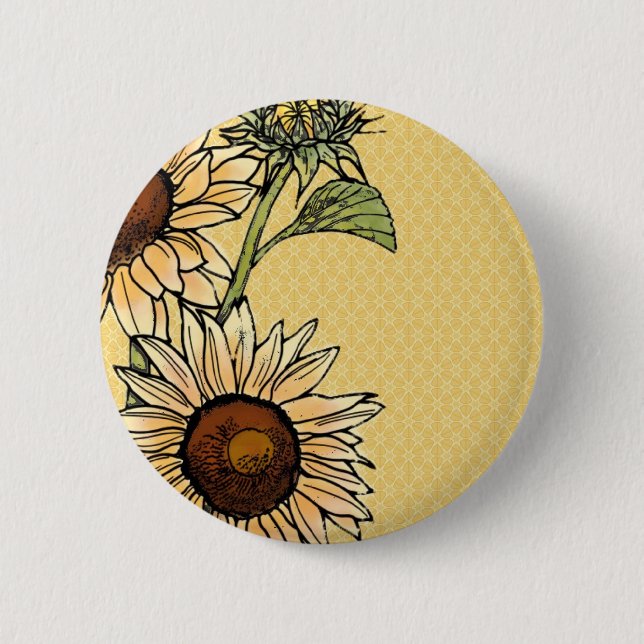 Sunflower Pinback Button (Front)