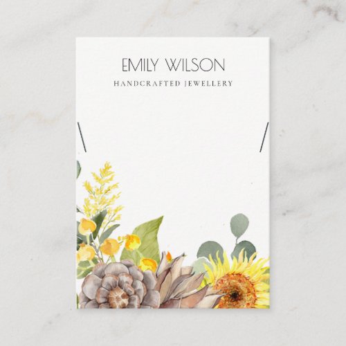 SUNFLOWER PINE CONE FLORAL NECKLACE DISPLAY LOGO BUSINESS CARD