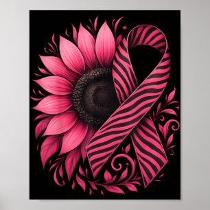 Sunflower Pink Breast Cancer Awareness  Poster