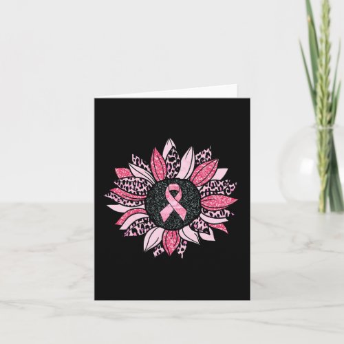 Sunflower Pink Breast Cancer Awareness Women Warri Card