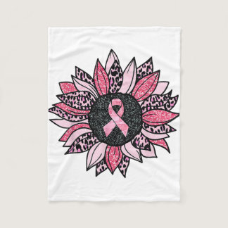 Sunflower Pink Breast Cancer Awareness Women Warri Fleece Blanket