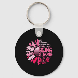 Sunflower Pink Breast Cancer Awareness Women Warri Keychain