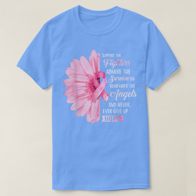 Sunflower Pink Breast Cancer Awareness Women Warri T-Shirt (Design Front)