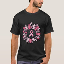 Sunflower Pink Breast Cancer Awareness Women Warri T-Shirt