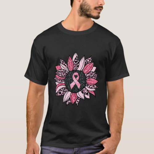 Sunflower Pink Breast Cancer Awareness Women Warri T_Shirt