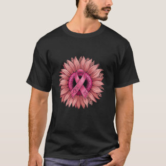 Sunflower Pink Breast Cancer Awareness Women Warri T-Shirt