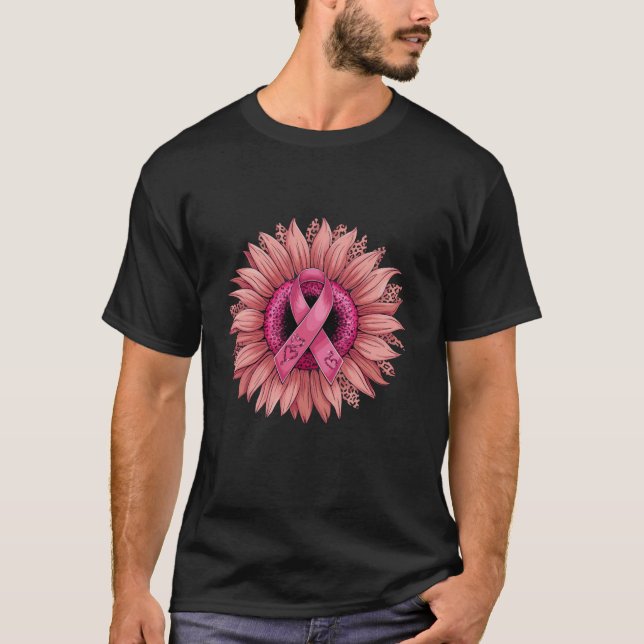Sunflower Pink Breast Cancer Awareness Women Warri T-Shirt (Front)
